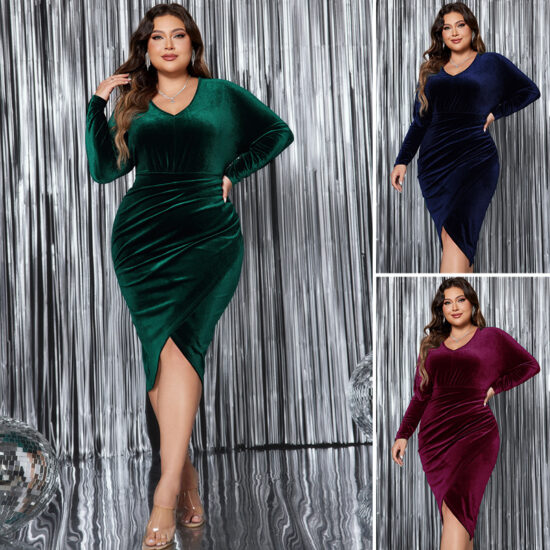 Elegant High-Waisted Mermaid Dress with Long Sleeves